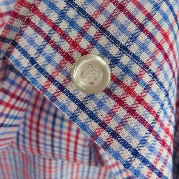 Stafford*‎ Men's Short Sleeve Button Down Curved Hem Chest Pocket Shirt~ Size 17 - Picture 6 of 11